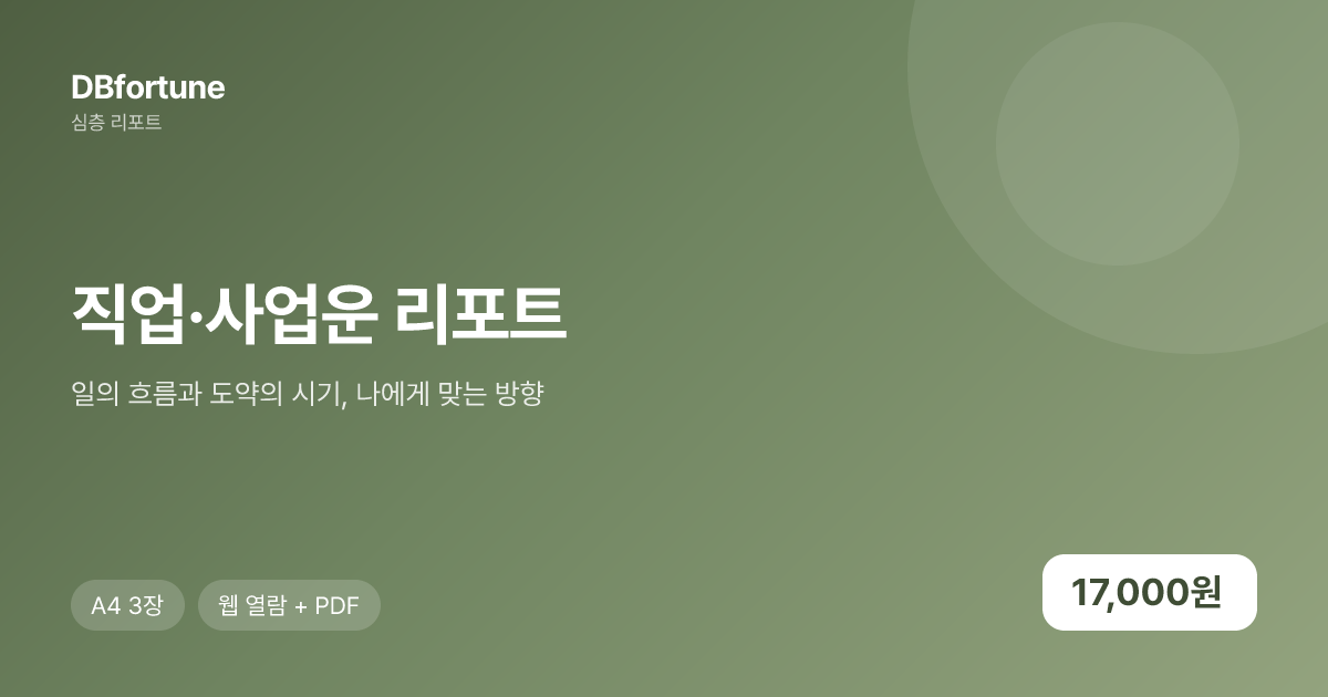 직업·사업운 리포트